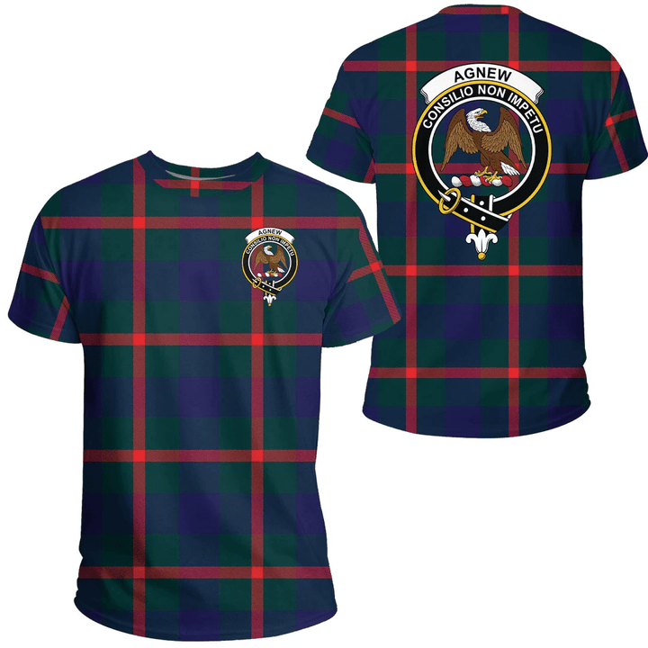 1sttheworld Clothing - Agnew Modern Clan Tartan Crest T-Shirt A7