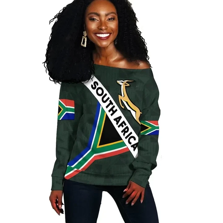 South Africa Off Shoulder Sweater Springbok Miss Universe Style K4 | Lovenewzealand.co