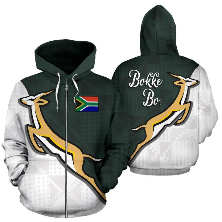 South Africa Springboks Forever Zip Up Hoodie - Bokke Bo! | Lovenewzealand.co