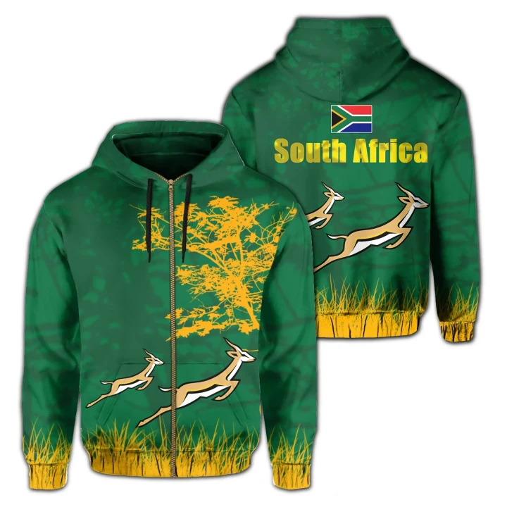 South Africa Springboks Hoodie (Zip-Up) - J4| Lovenewzealand.co