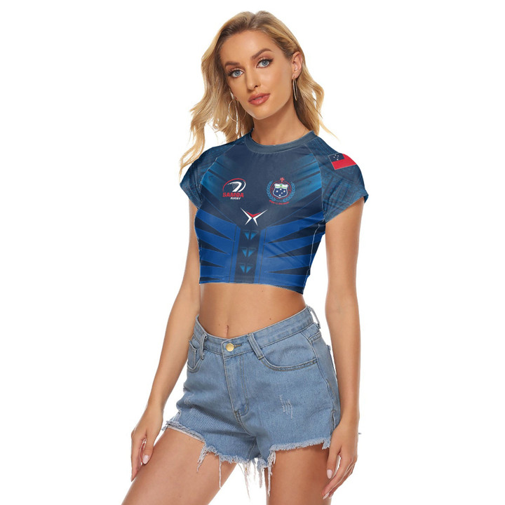 1sttheworld Women's Raglan Cropped T-shirt - (Custom) Samoa Rugby Polynesia A35
