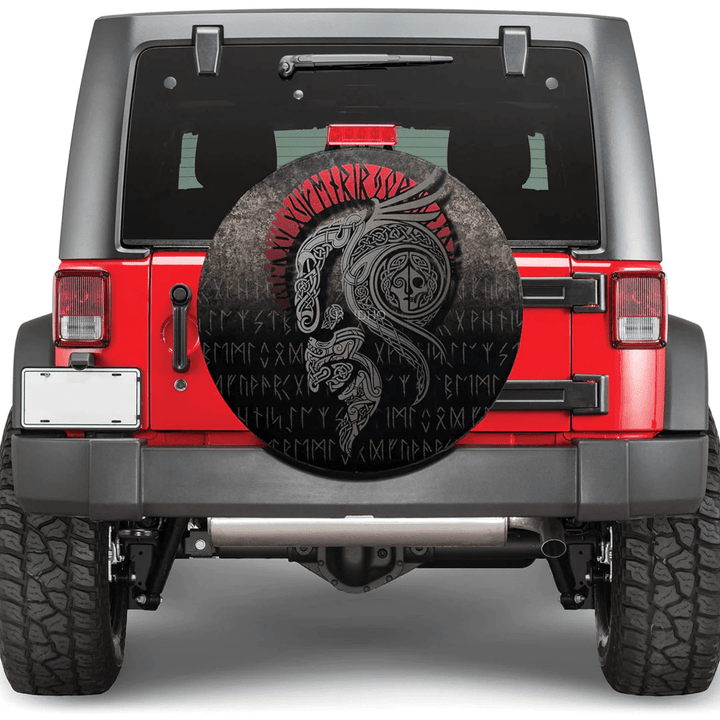 1sttheworld Spare Tire Cover - Vikings Northern Wolf Gold Spare Tire Cover A7