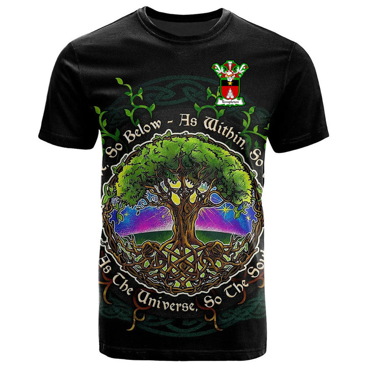1sttheworld Tee - Templeton Family Crest T-Shirt - Celtic Tree Of Life Art A7
