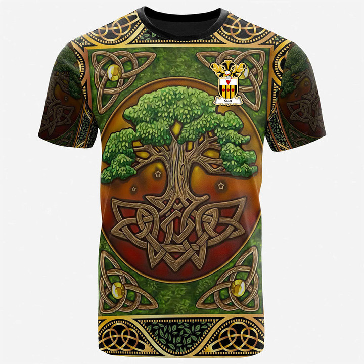 1sttheworld Tee - Stott Family Crest T-Shirt - Celtic Tree Of Life A7