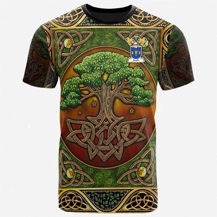 1sttheworld Tee - Smith or Smythe Family Crest T-Shirt - Celtic Tree Of Life A7
