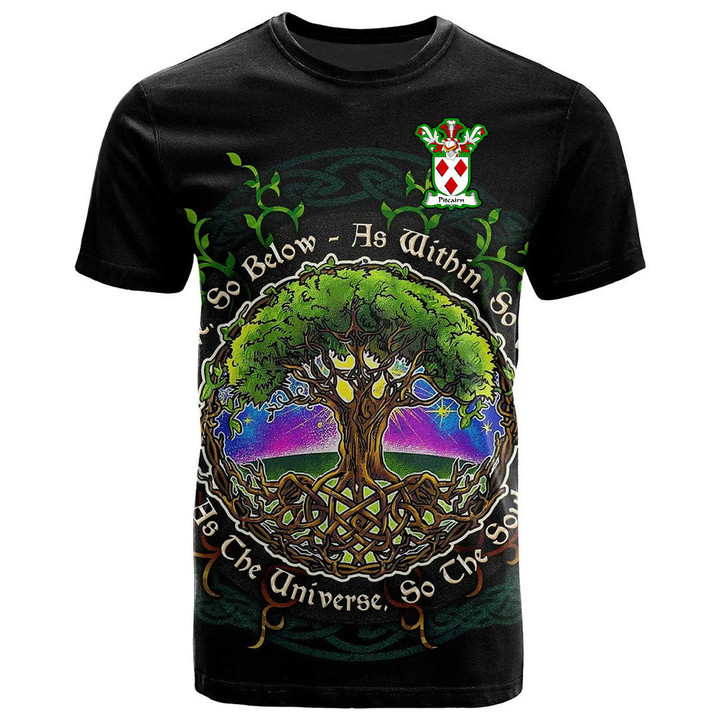 1sttheworld Tee - Pitcairn Family Crest T-Shirt - Celtic Tree Of Life Art A7