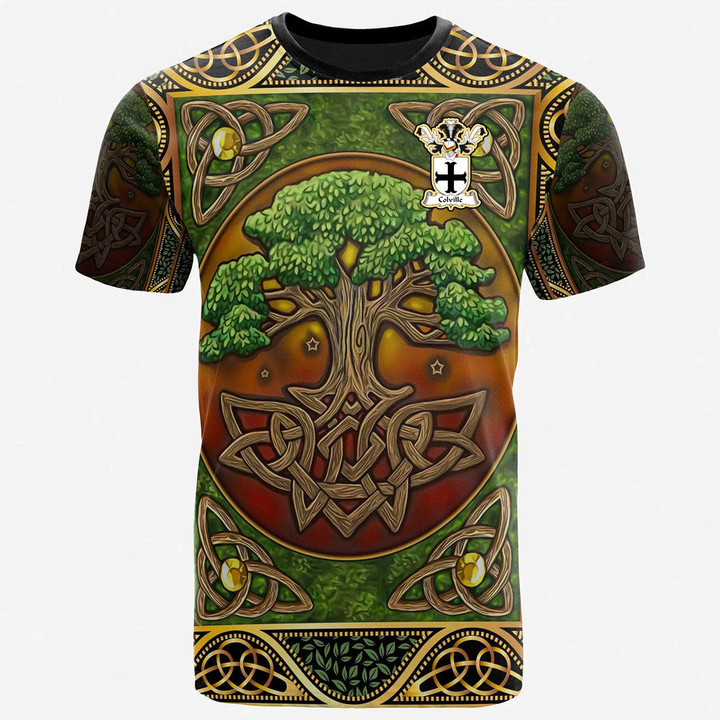 1sttheworld Tee - Colville Family Crest T-Shirt - Celtic Tree Of Life A7