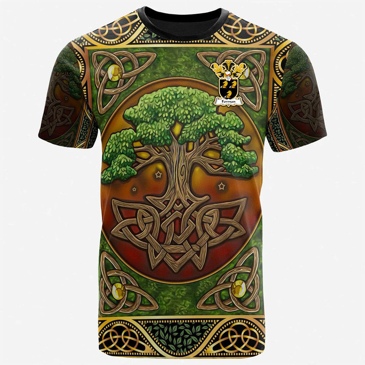 1sttheworld Tee - Forman Family Crest T-Shirt - Celtic Tree Of Life A7