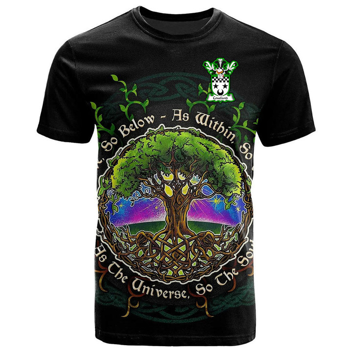 1sttheworld Tee - Cousland Family Crest T-Shirt - Celtic Tree Of Life Art A7