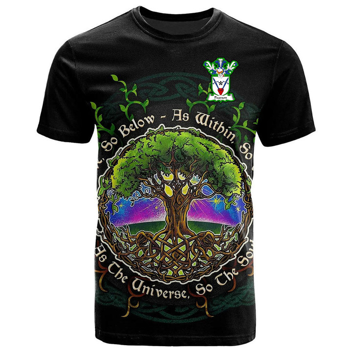 1sttheworld Tee - Pearson Family Crest T-Shirt - Celtic Tree Of Life Art A7