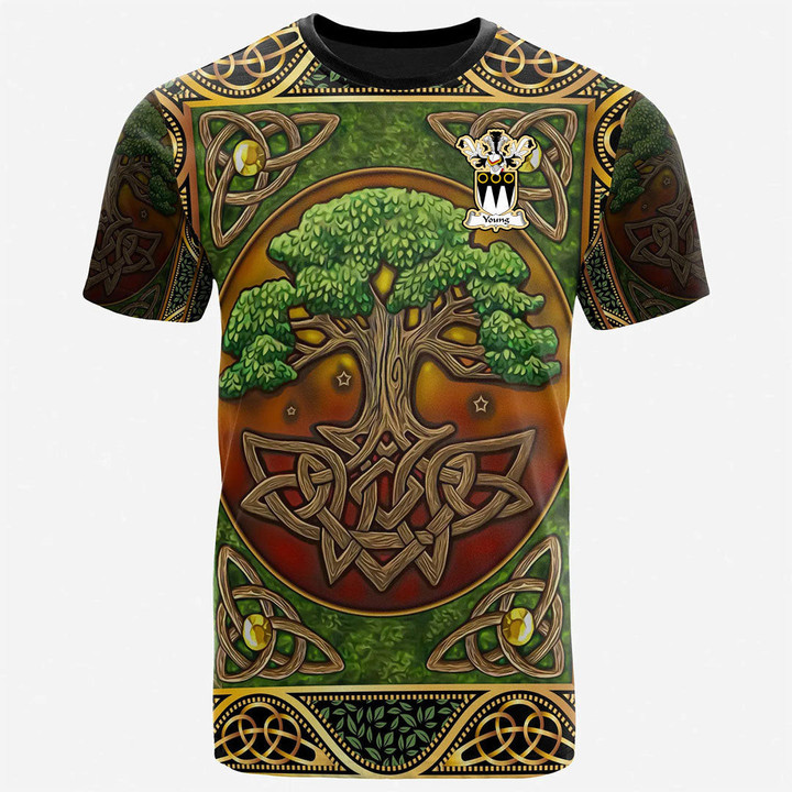 1sttheworld Tee - Young Family Crest T-Shirt - Celtic Tree Of Life A7