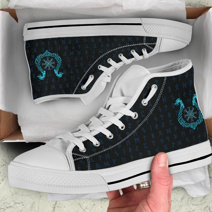 Vikings High Top Shoe - Aegishjalmur Helm Of Awe (Helm Of Terror) Blue Edition A27 Collection