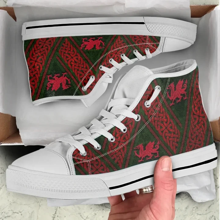 Wales Celtic High Top Shoes - Welsh Dragon Cross Style - BN22