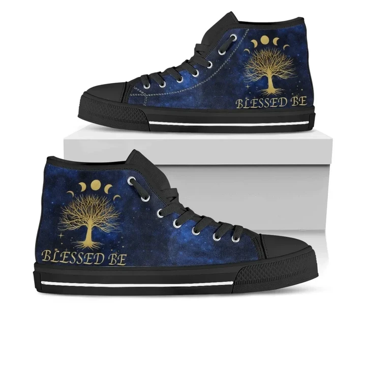 Celtic Wicca High-Top Shoes - Moon Phases & Tree Of Life - BN22