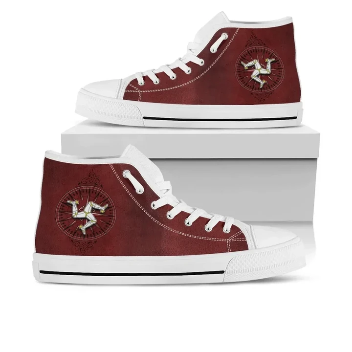 Isle Of Man Celtic High-Top Shoes - Celtic Compass With Manx Triskelion - BN23
