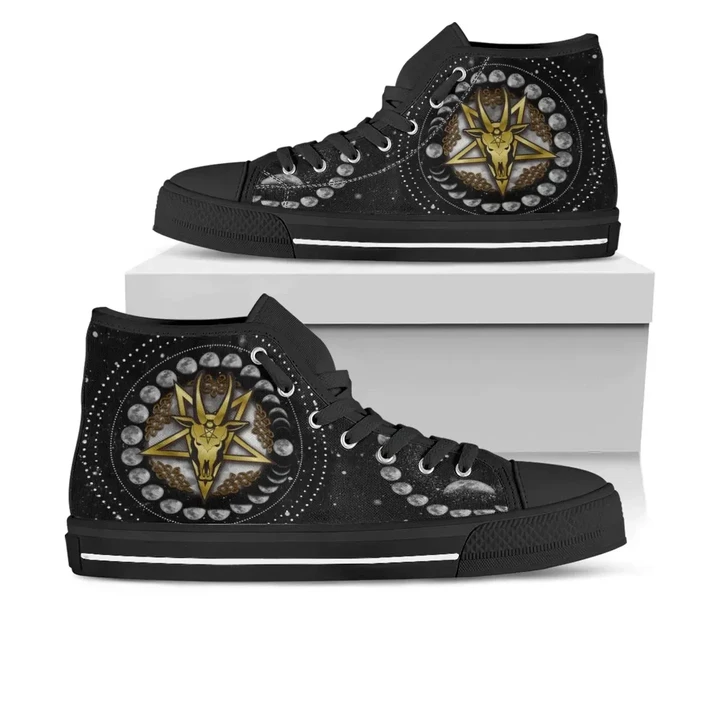 Celticone Wiccan High Top Shoes - Occult Sign Skull Goat - BN21