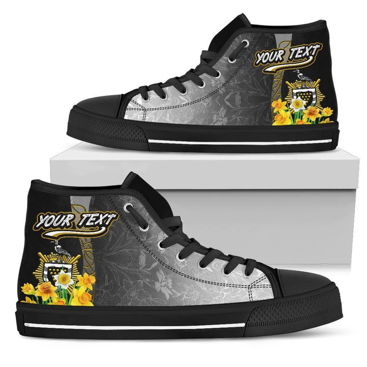 Cornwall Celtic Custom Personalised High Top Shoe - Daffodil With Seal - BN12