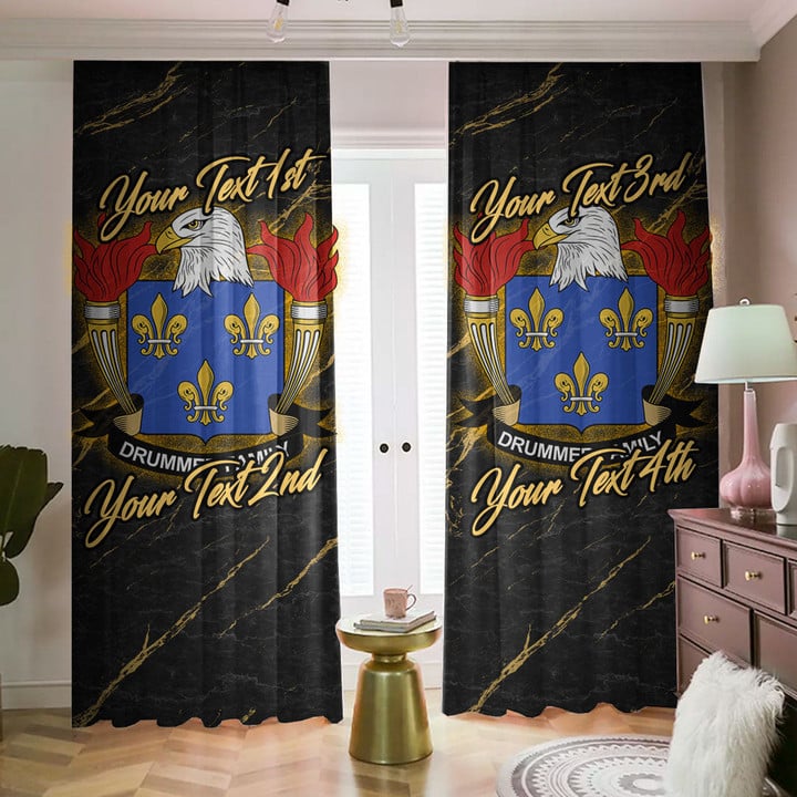 Drummer American Family Crest - Blackout Curtains with Hooks Luxury Marble A7 | 1sttheworld