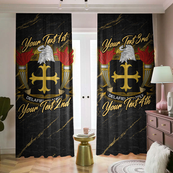 Deas American Family Crest - Blackout Curtains with Hooks Luxury Marble A7 | 1sttheworld