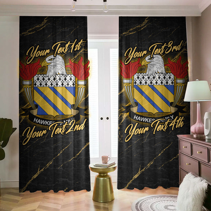 Hawkes American Family Crest - Blackout Curtains with Hooks Luxury Marble A7 | 1sttheworld