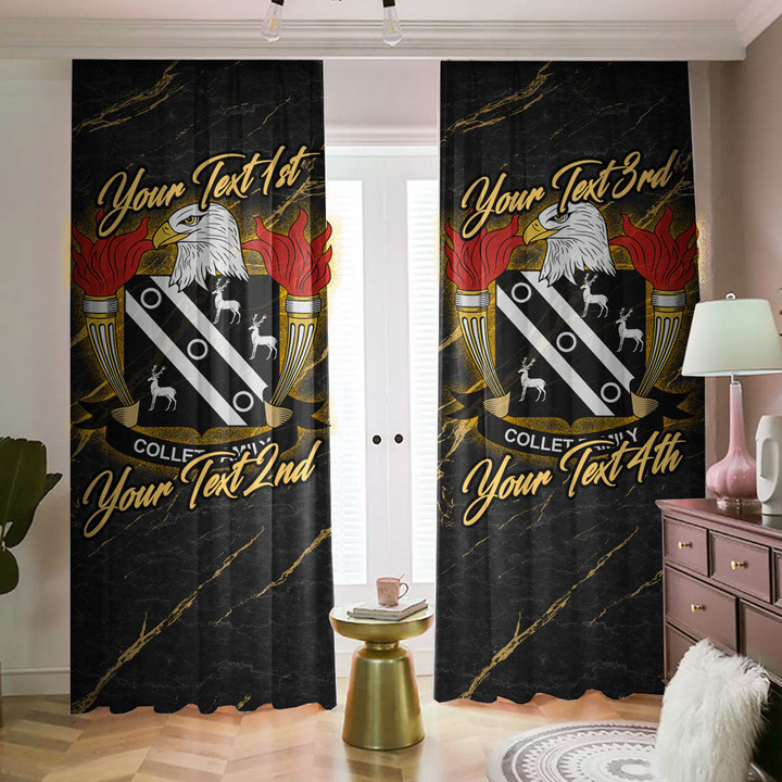 Collet American Family Crest - Blackout Curtains with Hooks Luxury Marble A7 | 1sttheworld