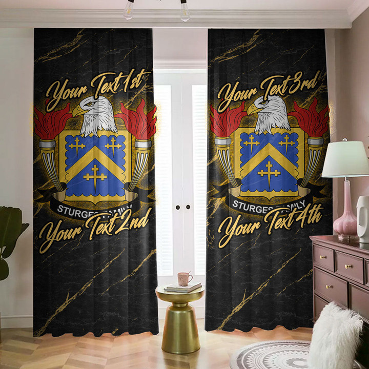 Sturges American Family Crest - Blackout Curtains with Hooks Luxury Marble A7 | 1sttheworld
