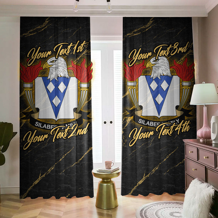 Silabee American Family Crest - Blackout Curtains with Hooks Luxury Marble A7 | 1sttheworld