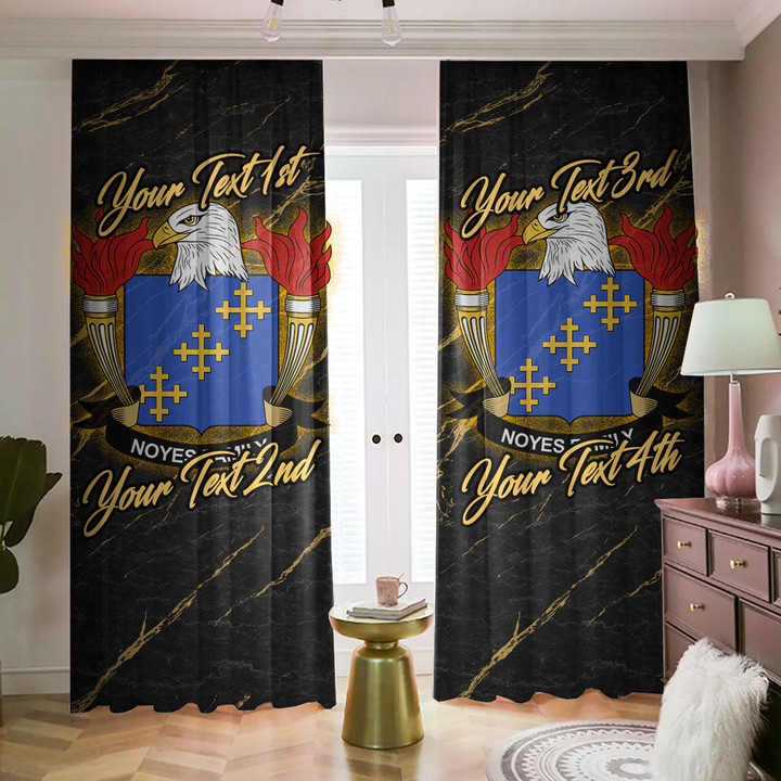 Noyes American Family Crest - Blackout Curtains with Hooks Luxury Marble A7 | 1sttheworld