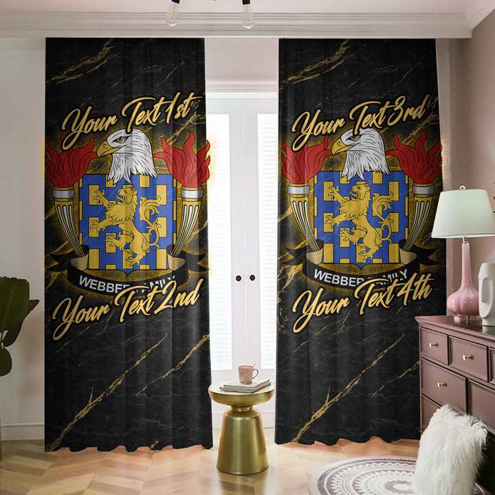 Webber American Family Crest - Blackout Curtains with Hooks Luxury Marble A7 | 1sttheworld