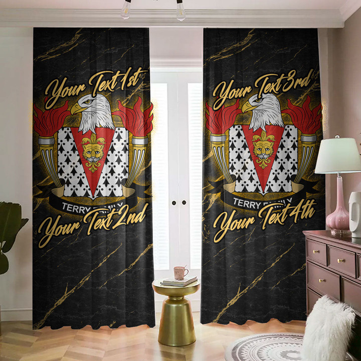 Terry American Family Crest - Blackout Curtains with Hooks Luxury Marble A7 | 1sttheworld