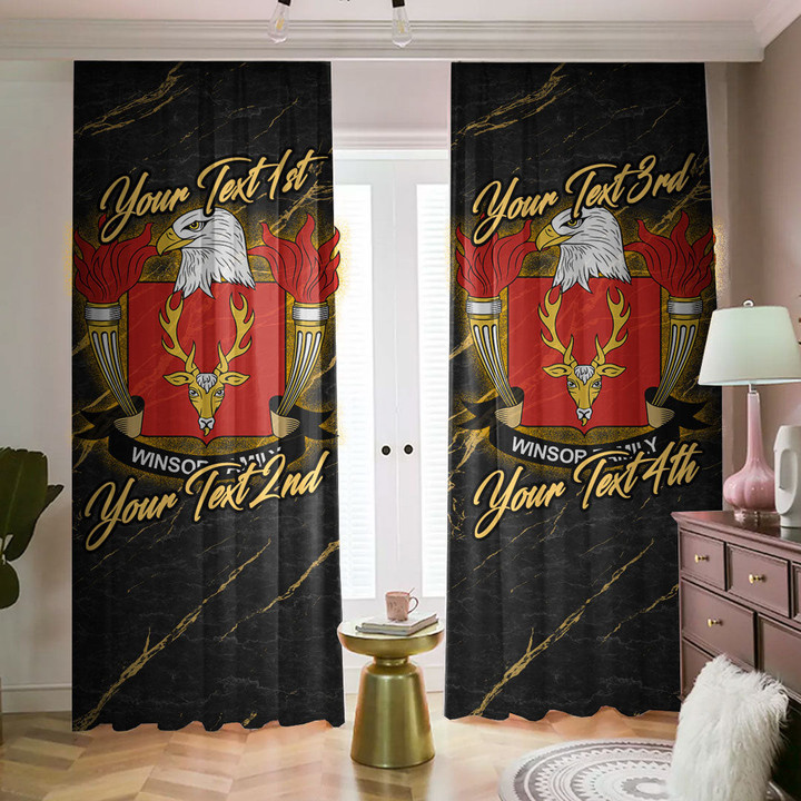 Winsor American Family Crest - Blackout Curtains with Hooks Luxury Marble A7 | 1sttheworld