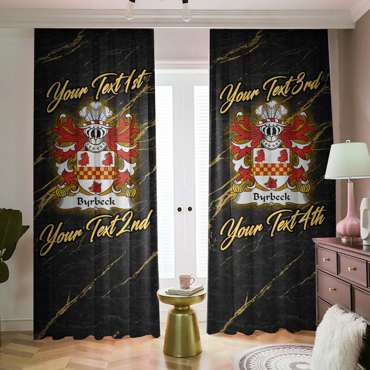 Wales Byrbeck Vicar of Lamphey Pembrokeshire Welsh Family Crest Blackout Curtains with Hooks Luxury Marble A7