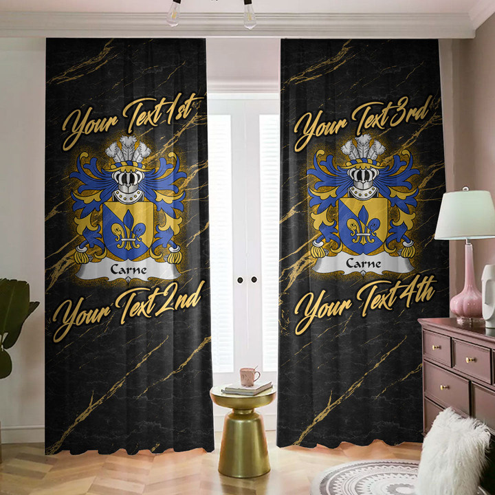 Wales Carne of Nash and Ewenni Glamorgan Welsh Family Crest Blackout Curtains with Hooks Luxury Marble A7