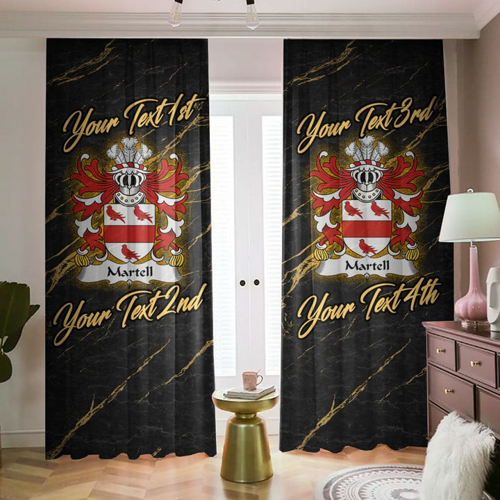 Wales Martell lords of Llanfaches Montgomeryshire Welsh Family Crest Blackout Curtains with Hooks Luxury Marble A7
