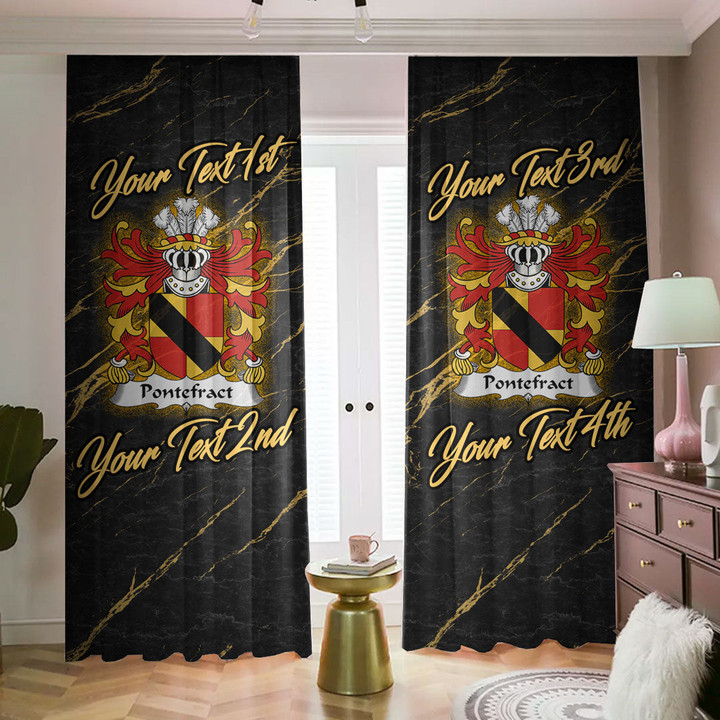 Wales Pontefract of Denbighshire Welsh Family Crest Blackout Curtains with Hooks Luxury Marble A7
