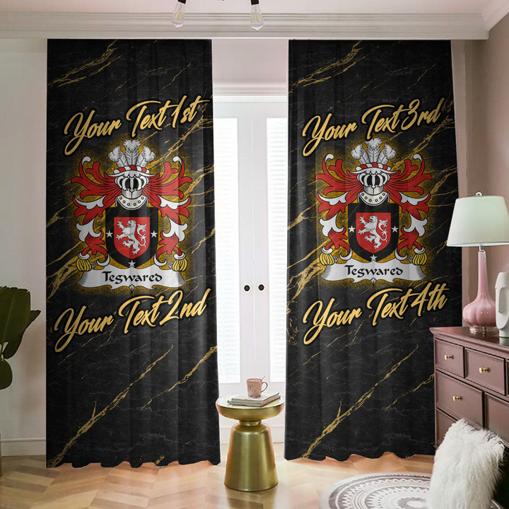 Wales Tegwared Y BAISWEN Welsh Family Crest Blackout Curtains with Hooks Luxury Marble A7
