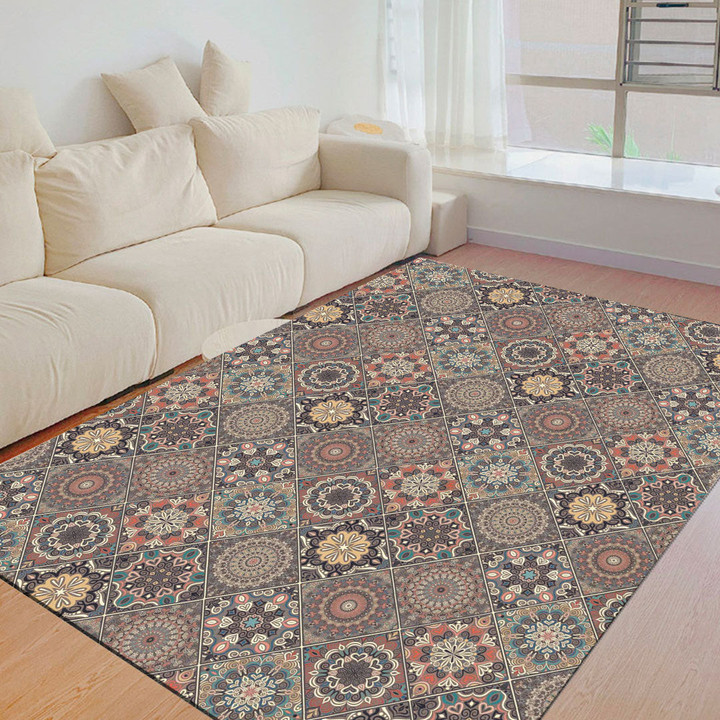 Floor Mat - Seamless Pttern Brown Floral Foldable Rectangular Thickened Floor Mat A7 | 1sttheworld