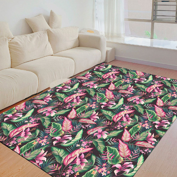 Floor Mat - Pretty Pink Tropical Summer Foldable Rectangular Thickened Floor Mat A7 | 1sttheworld