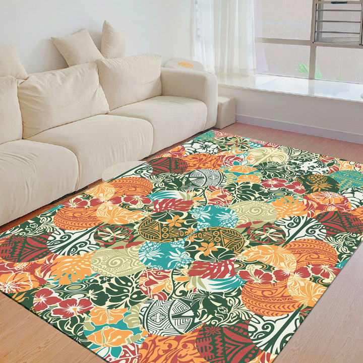Floor Mat - Hawaiian Style Patchwork Foldable Rectangular Thickened Floor Mat A7 | 1sttheworld