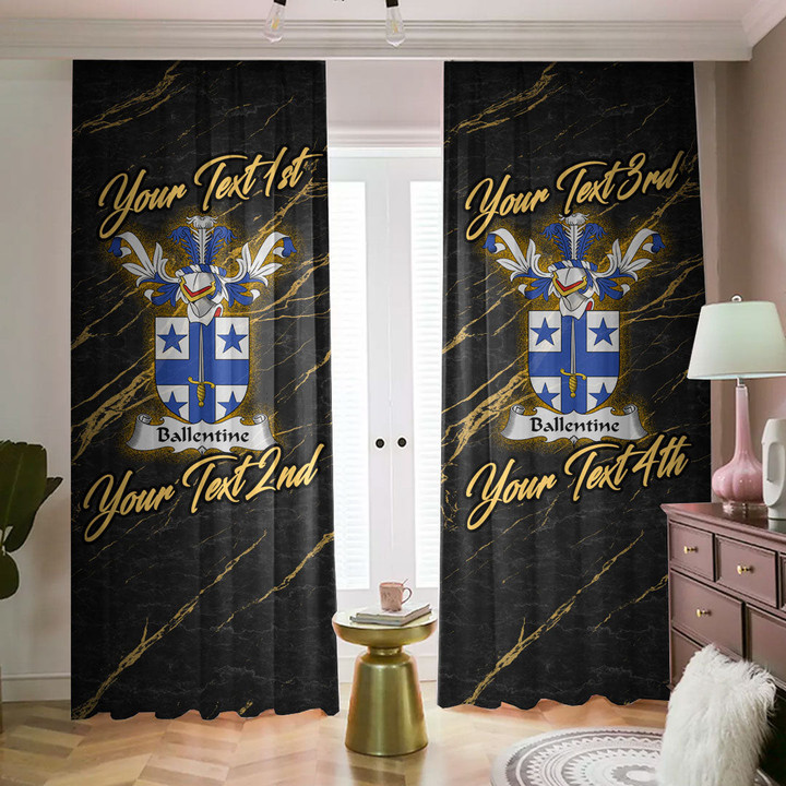 Ballentine Family Crest - Blackout Curtains with Hooks Luxury Marble A7 | 1sttheworld