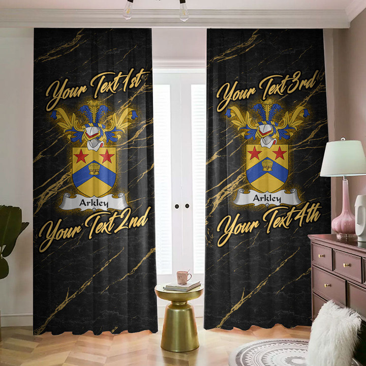 Arkley Family Crest - Blackout Curtains with Hooks Luxury Marble A7 | 1sttheworld