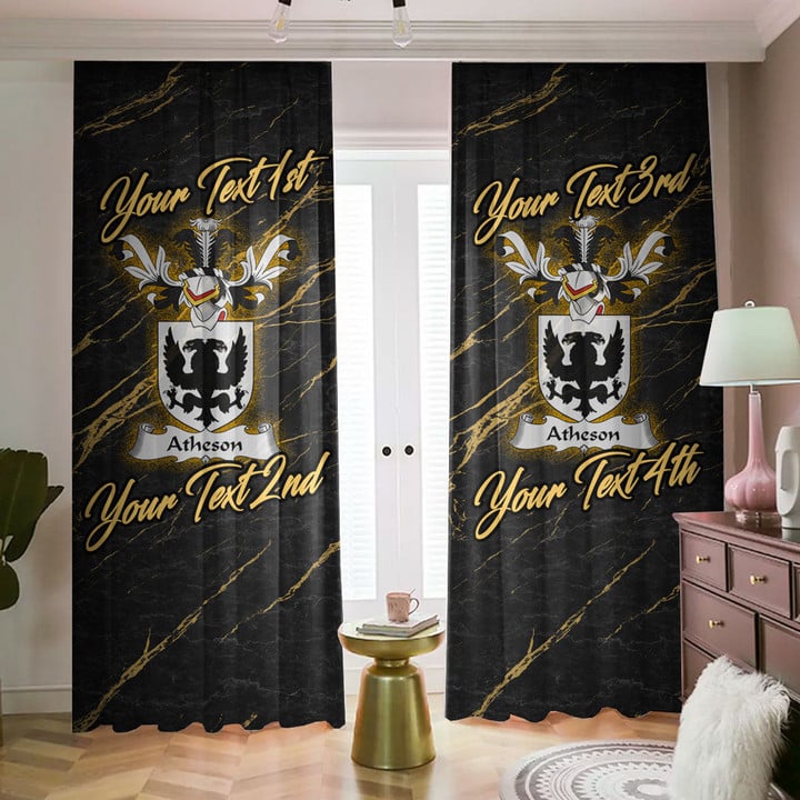 Atheson Family Crest - Blackout Curtains with Hooks Luxury Marble A7 | 1sttheworld
