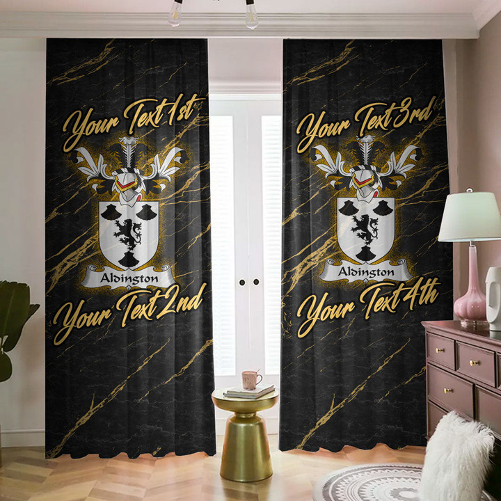Aldington Family Crest - Blackout Curtains with Hooks Luxury Marble A7 | 1sttheworld