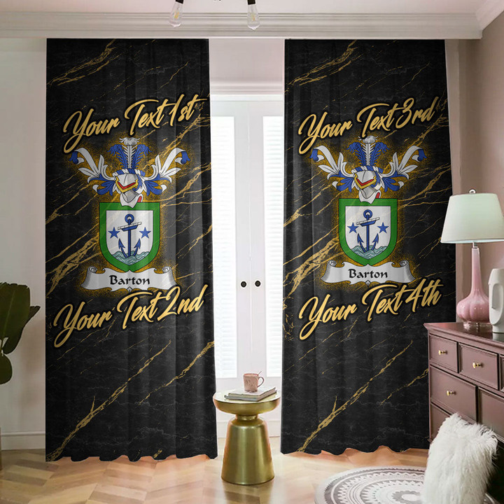 Barton Family Crest - Blackout Curtains with Hooks Luxury Marble A7 | 1sttheworld