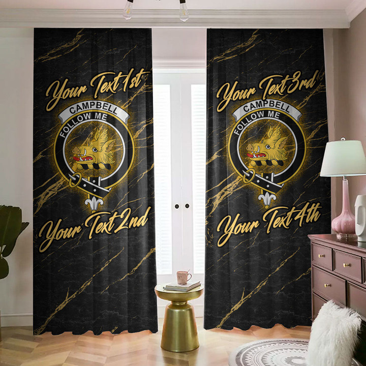 Campbell _of Breadalbane_ Scottish Family Crest - Blackout Curtains with Hooks Luxury Marble A7 | 1sttheworld