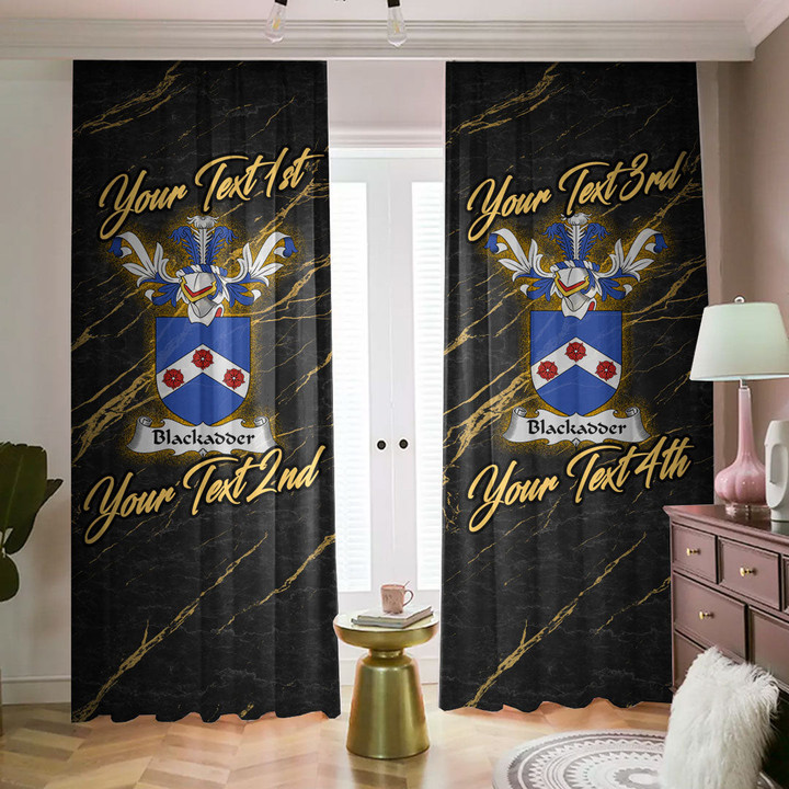 Blackadder Family Crest - Blackout Curtains with Hooks Luxury Marble A7 | 1sttheworld