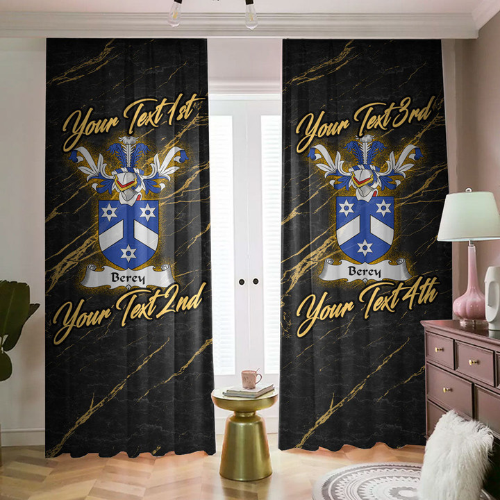 Berey Family Crest - Blackout Curtains with Hooks Luxury Marble A7 | 1sttheworld