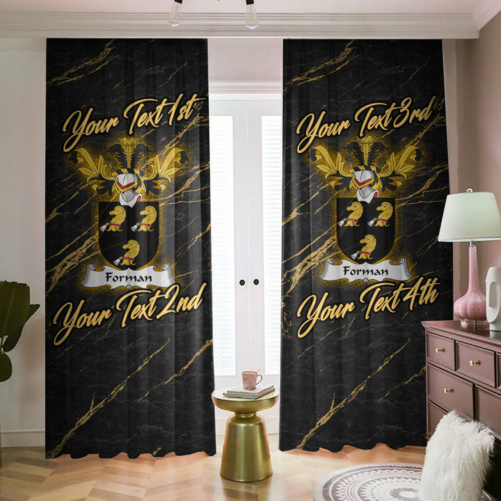 Forman Family Crest - Blackout Curtains with Hooks Luxury Marble A7 | 1sttheworld