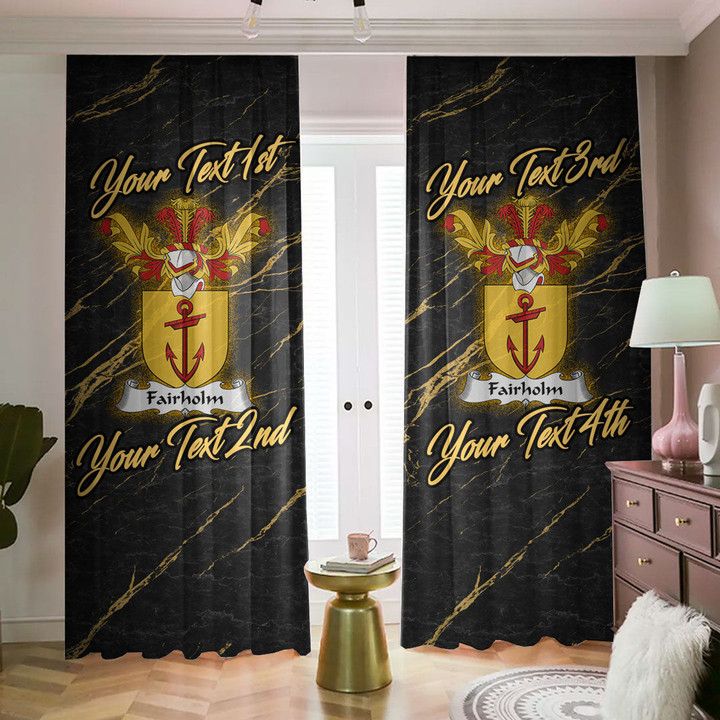 Fairholm Family Crest - Blackout Curtains with Hooks Luxury Marble A7 | 1sttheworld