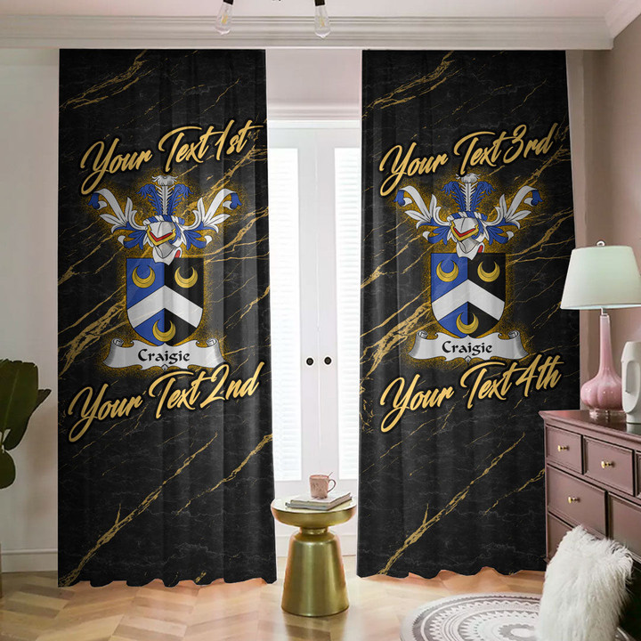 Craigie or Craig Family Crest - Blackout Curtains with Hooks Luxury Marble A7 | 1sttheworld